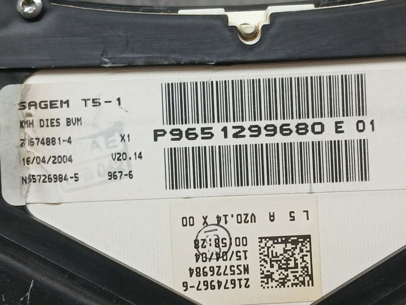 Recambio de cuadro instrumentos para peugeot 307 (s1) xr referencia OEM IAM 9651299680 57269845 SAGEM 