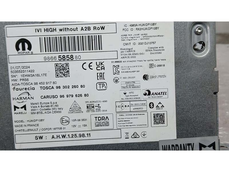 Recambio de sistema audio / radio para citroën c4 iii (ba_, bb_, bc_) 1.2 puretech 130 (bahnsa, bahnsb) referencia OEM IAM 98665