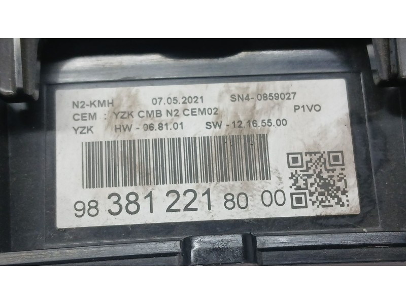 Recambio de cuadro instrumentos para opel combo furgoneta/monovolumen (k9) 1.5 d referencia OEM IAM 9838122180  SN40859027