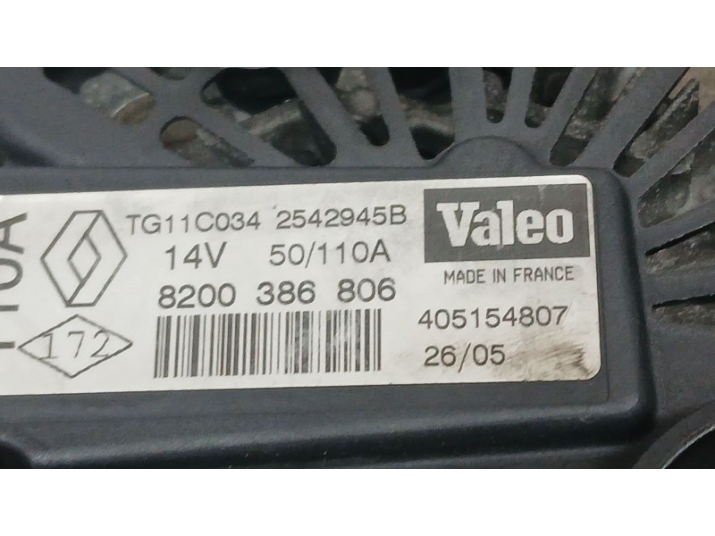Recambio de alternador para renault megane ii (bm0/1_, cm0/1_) 1.5 dci (bm0f, bm0t, bm2b, cm0f, cm0t) referencia OEM IAM 8200386