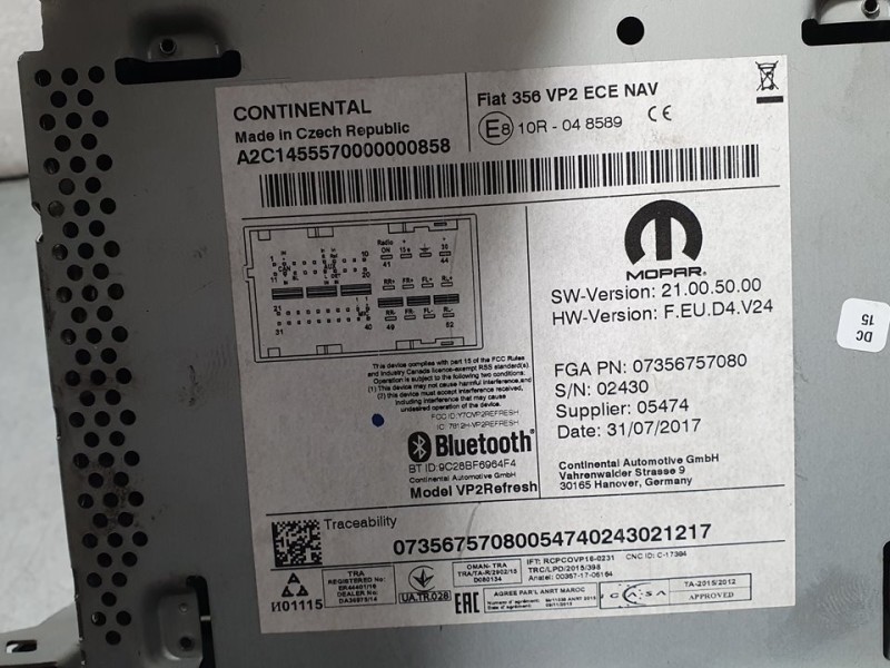 Recambio de sistema navegacion gps para fiat tipo ii (357) berlina easy referencia OEM IAM 7356757080 A2C1455570000000858 CONTIN