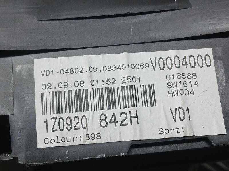 Recambio de cuadro instrumentos para skoda octavia berlina (1z3) elegance referencia OEM IAM 1Z0920842H  A2C53301872