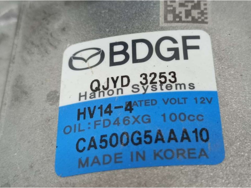 Recambio de compresor aire acondicionado para mazda cx-30 basis 2wd referencia OEM IAM CA500G5AAA10 QJYD3253 HANON