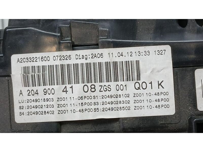 Recambio de cuadro instrumentos para mercedes-benz clase c (w204) lim. c 200 cdi blueefficiency (204.001) referencia OEM IAM A20
