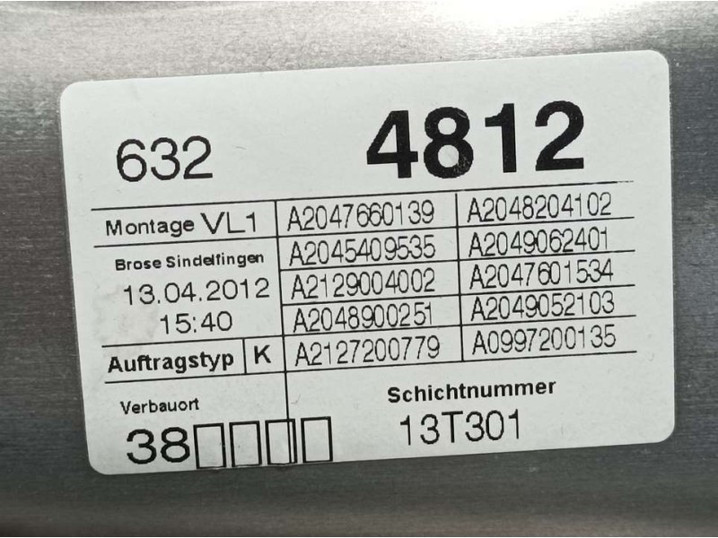 Recambio de elevalunas delantero izquierdo para mercedes-benz clase c (w204) lim. c 200 cdi blueefficiency (204.001) referencia 