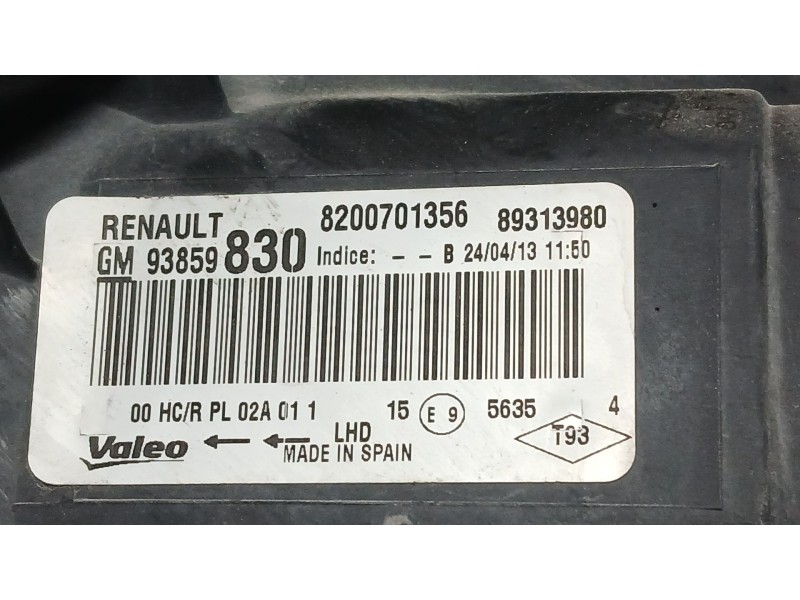 Recambio de faro derecho para opel vivaro a furgoneta (x83) 2.0 cdti (f7) referencia OEM IAM 96859830 VALEO 8200701356 89313980