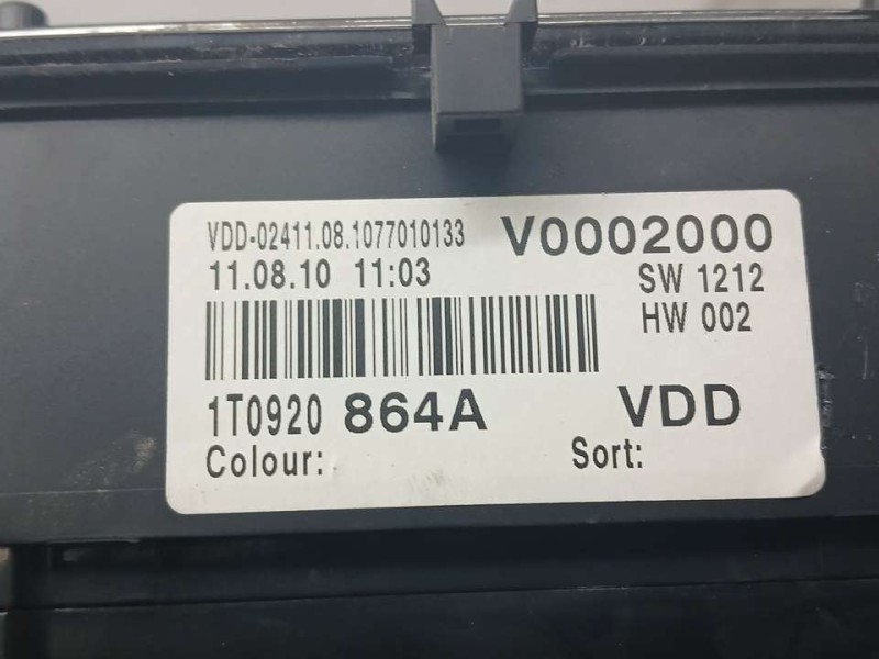 Recambio de cuadro instrumentos para volkswagen caddy ka/kb (2k) furg. referencia OEM IAM 1T09+20864A 110080378003 VDO