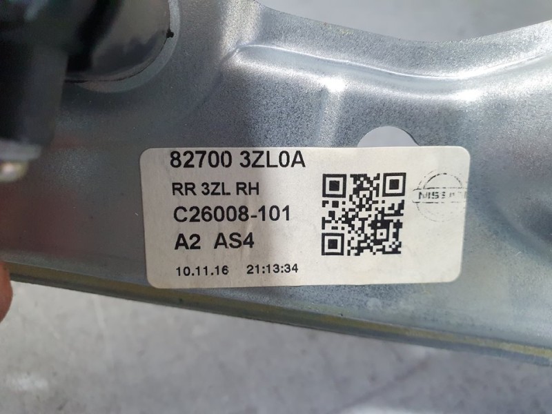 Recambio de elevalunas trasero derecho para nissan pulsar (c13) acenta referencia OEM IAM 827003ZL0A C26008101 ELECTRICO 2 PINES