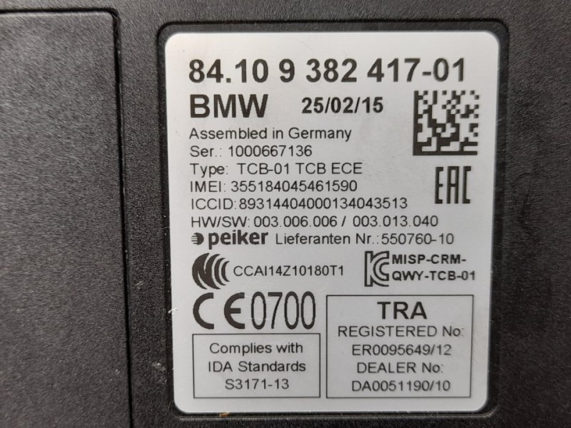 Recambio de modulo bluetooth para bmw serie 4 coupe (f32) 418d referencia OEM IAM 84109382417  