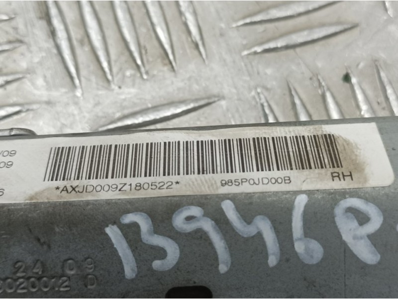 Recambio de airbag cortina delantero derecho para nissan qashqai (j10) tekna premium referencia OEM IAM 985P0JD00B  