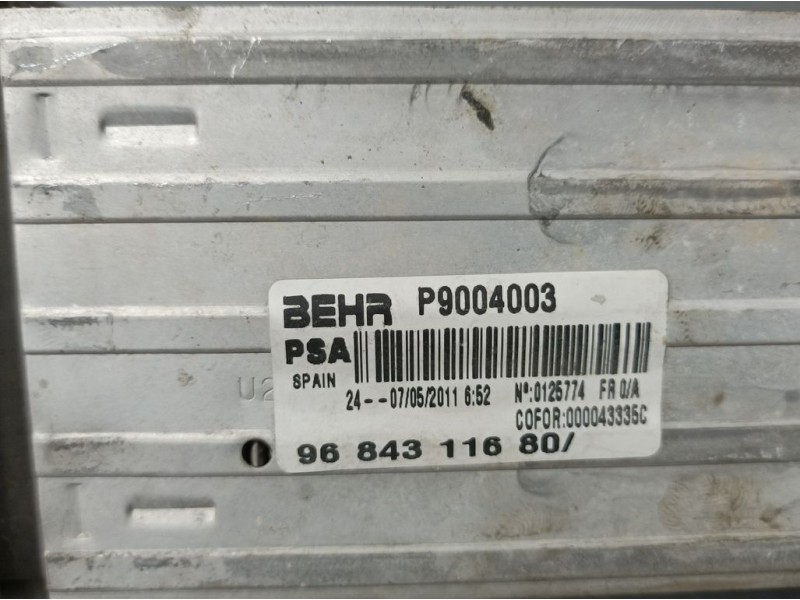 Recambio de intercooler para citroën c3 selection referencia OEM IAM 9684311680 P9004003 BEHR