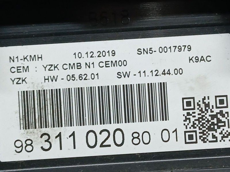 Recambio de cuadro instrumentos para citroën berlingo furgoneta/monovolumen (k9) 1.5 bluehdi 75 referencia OEM IAM 9831102080  