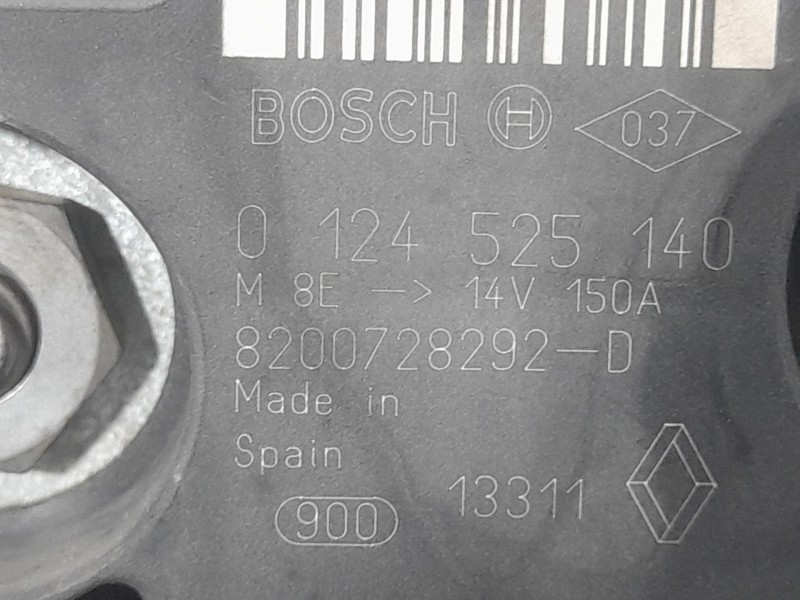Recambio de alternador para nissan qashqai i (j10, nj10) 1.5 dci referencia OEM IAM 8200728292D 0124525140 BOSCH