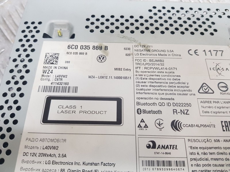 Recambio de sistema audio / radio cd para volkswagen polo v (6r1, 6c1) 1.0 referencia OEM IAM 6C0035869B  