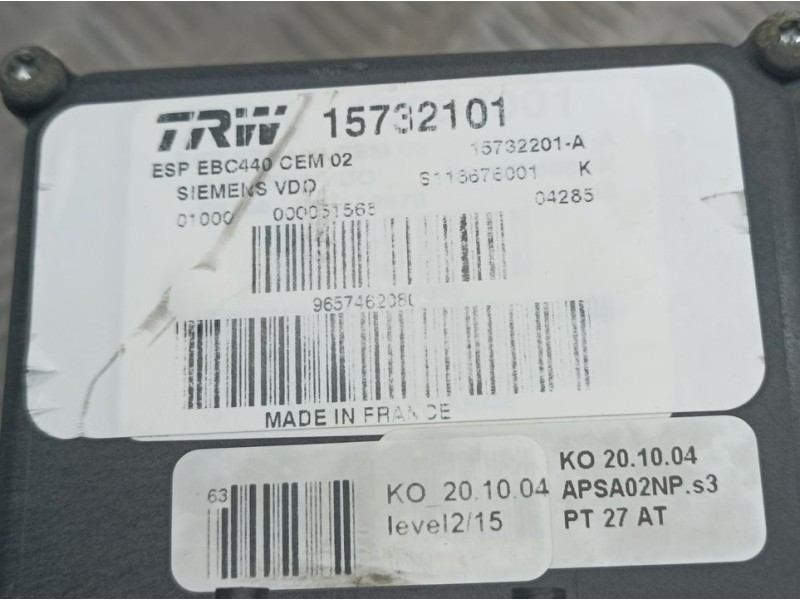 Recambio de abs para peugeot 407 sr confort referencia OEM IAM 9657462080 15732101 TRW