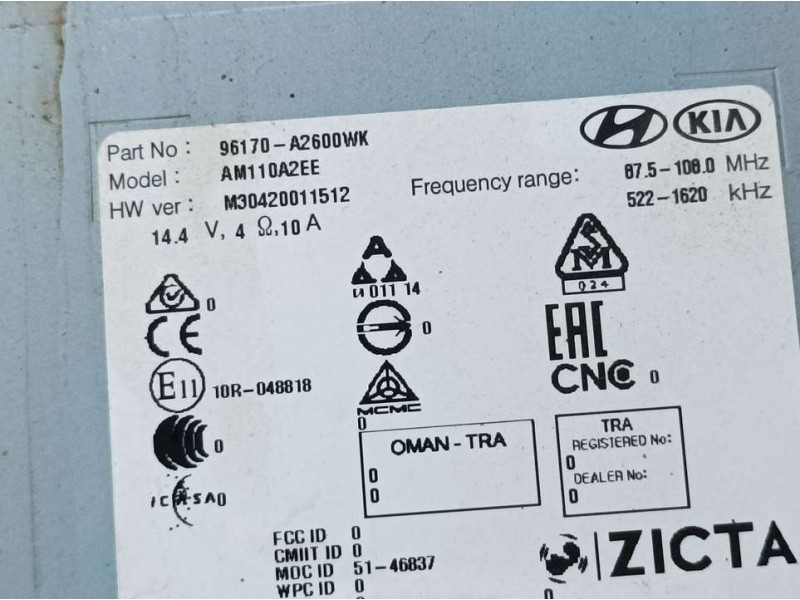 Recambio de sistema audio / radio cd para kia ceed business referencia OEM IAM 96170A2600WK AM110A2EE 