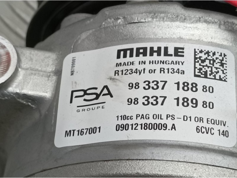Recambio de compresor aire acondicionado para peugeot 308 active pack bluehdi 130 s&s referencia OEM IAM 9833718880 MT167001 MAH