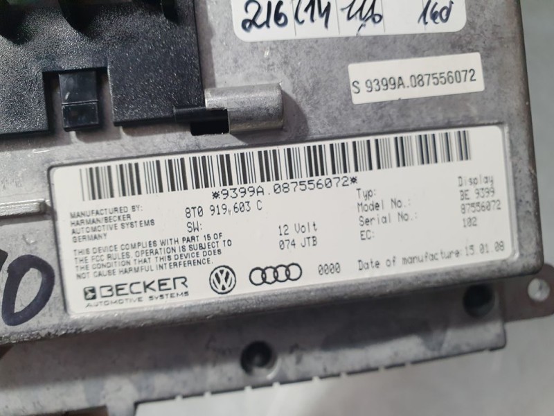 Recambio de sistema navegacion gps para audi q7 (4l) 4.2 fsi referencia OEM IAM 8T0919603C PANTALLA RAYADA BECKER