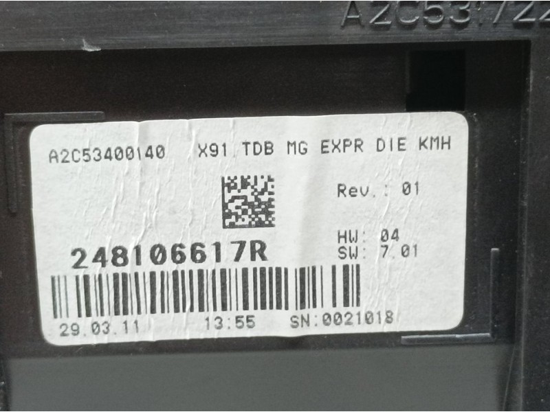 Recambio de cuadro instrumentos para renault laguna iii authentique referencia OEM IAM 248106617R A2C53400140 