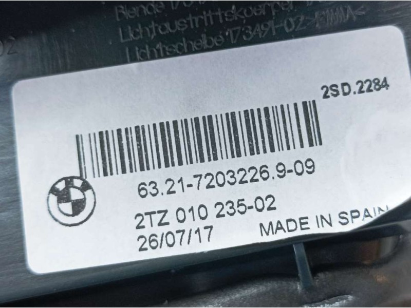 Recambio de piloto trasero derecho para bmw serie 5 lim. (f10) 523i referencia OEM IAM 7203226  INTERIOR