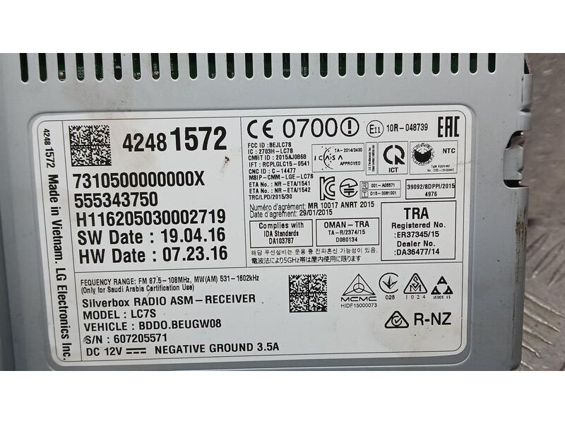 Recambio de sistema audio / radio para opel astra k lim. 5türig dynamic star/stop referencia OEM IAM 42481572 LG 607205571 55534