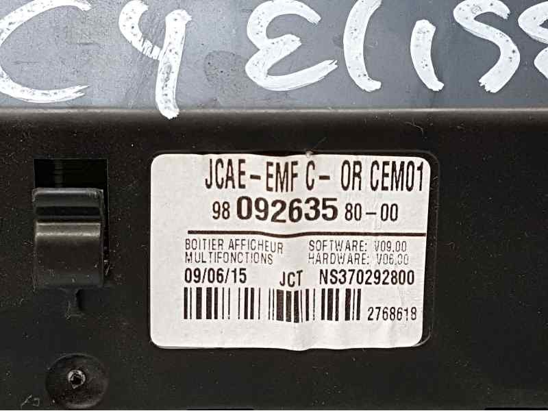 Recambio de pantalla multifuncion para citroën c-elysée millenium referencia OEM IAM 9809263580 2768618 ROZADA