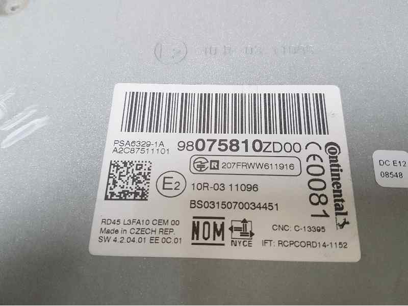 Recambio de sistema audio / radio cd para citroën c-elysée millenium referencia OEM IAM 98075810ZD A2C87511101 CONTINENTAL