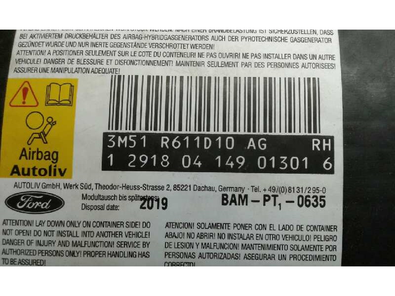 Recambio de airbag lateral derecho para ford focus c-max (cap) 1.6 tdci cat referencia OEM IAM 3M51R611D10A01  