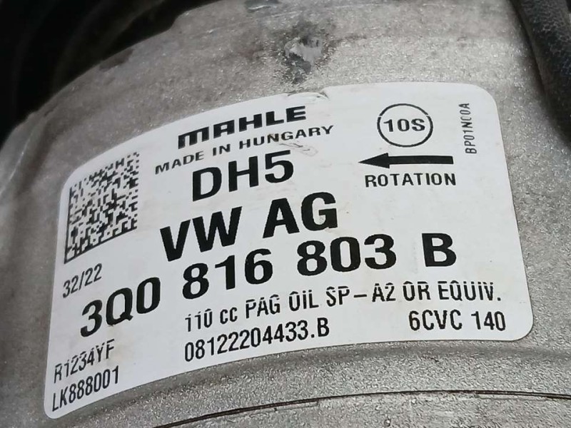 Recambio de compresor aire acondicionado para seat leon (kl1) style referencia OEM IAM 3Q0816803B 6CVC140 MAHLE