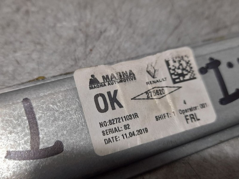 Recambio de elevalunas trasero izquierdo para dacia sandero stepway referencia OEM IAM 827211031R  ELECTRICO 2 PINES