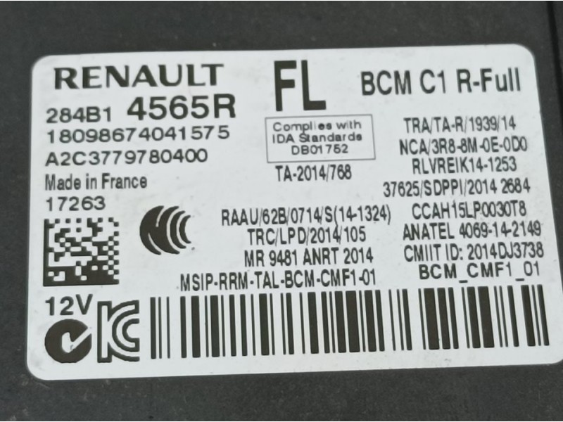 Recambio de modulo electronico para renault megane iv grandtour tech road referencia OEM IAM 284B14565R A2C3779780400 