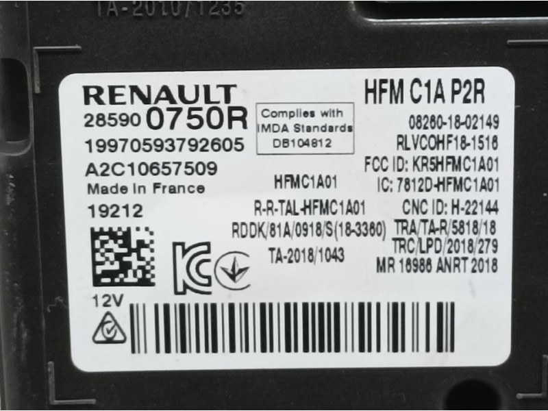 Recambio de modulo electronico para renault clio v experience referencia OEM IAM 285900750R A2C10657509 
