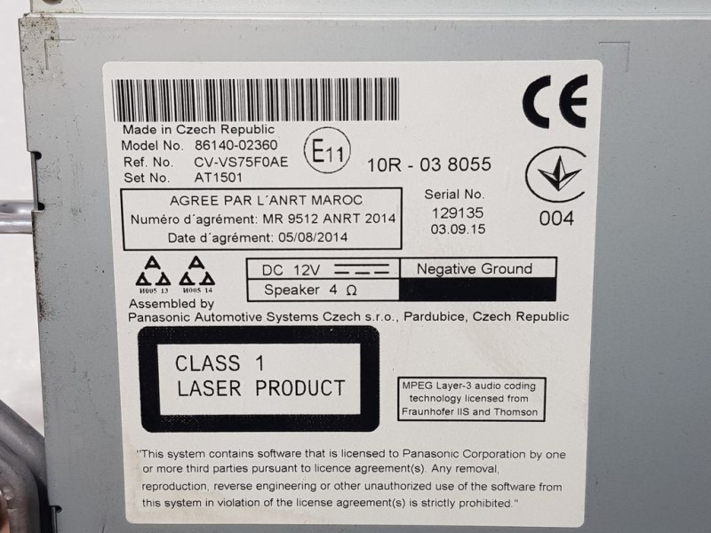 Recambio de sistema navegacion gps para toyota auris hybrid active referencia OEM IAM 8614002360 10R038055 PANASONIC