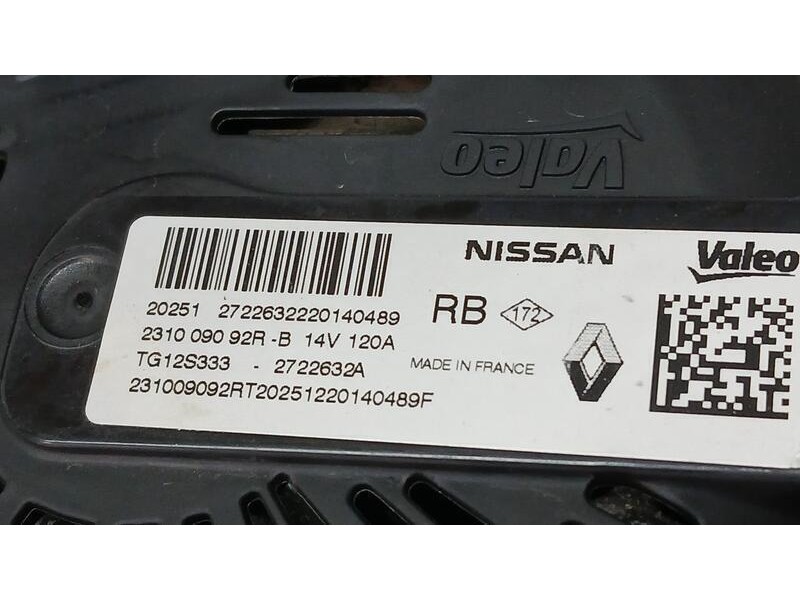 Recambio de alternador para dacia sandero stepway essential referencia OEM IAM 231009092R VALEO 2722632A