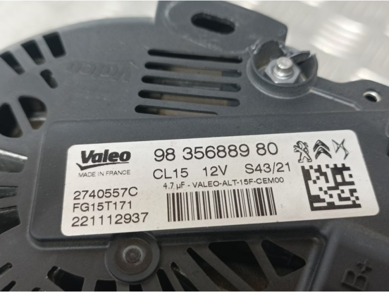 Recambio de alternador para ds 4 ii 1.2 12v puretech referencia OEM IAM 9835688980 2740557C VALEO CLAVIJA TOCADA