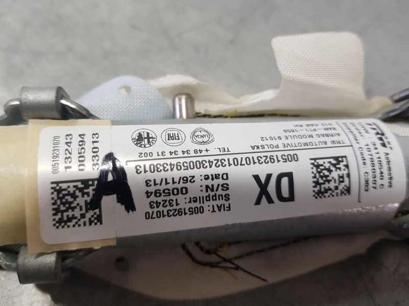 Recambio de airbag cortina delantero derecho para fiat 500 (312_) 1.2 (312axa1a) referencia OEM IAM 51782980  
