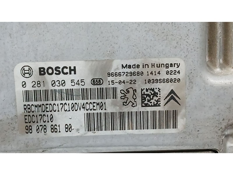 Recambio de centralita motor uce para peugeot 208 i (ca_, cc_) 1.4 hdi referencia OEM IAM 9807886180 BOSCH 0281030545