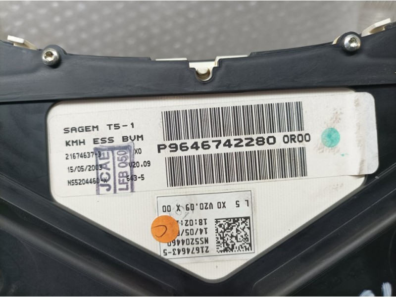 Recambio de cuadro instrumentos para peugeot 307 (s1) xr referencia OEM IAM 9646742280 216746373 SAGEM