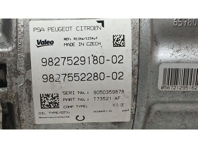 Recambio de compresor aire acondicionado para peugeot 3008 active referencia OEM IAM 9827529180 VALEO 9827552280 9050359878