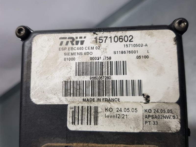 Recambio de abs para peugeot 407 sr confort referencia OEM IAM 9660067280 15710602 TRW