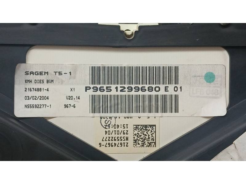 Recambio de cuadro instrumentos para peugeot 307 sw (3h) 2.0 hdi 90 referencia OEM IAM 9651299680 SAGEM 216748814