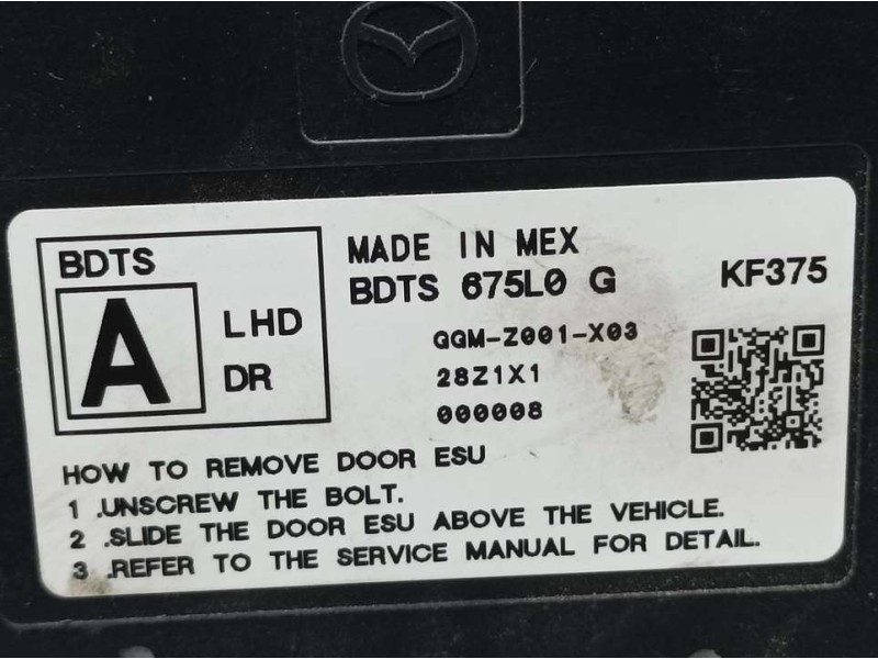 Recambio de modulo electronico para mazda cx-30 basis 2wd referencia OEM IAM BDTS6750G GGMZ001X03 LADO IZQ