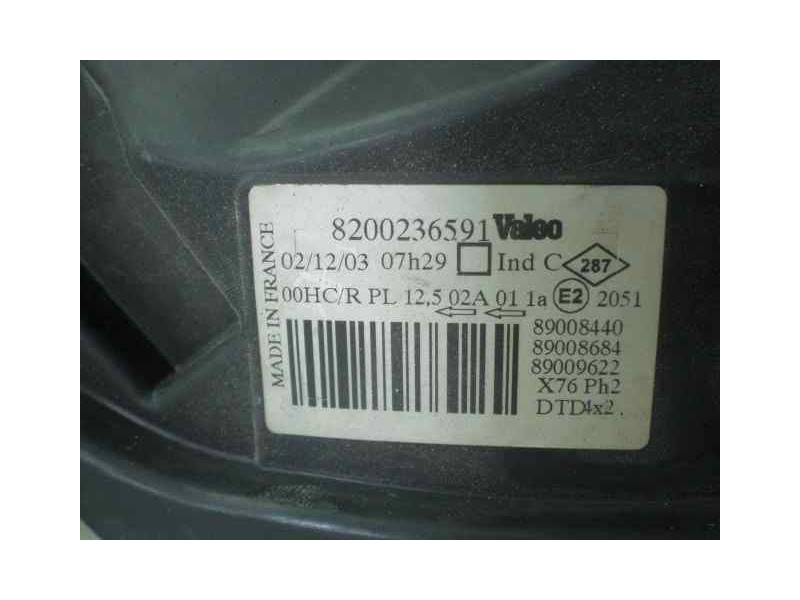 Recambio de faro derecho para nissan kubistar (x76) 1.5 dci turbodiesel cat referencia OEM IAM 8200236591  