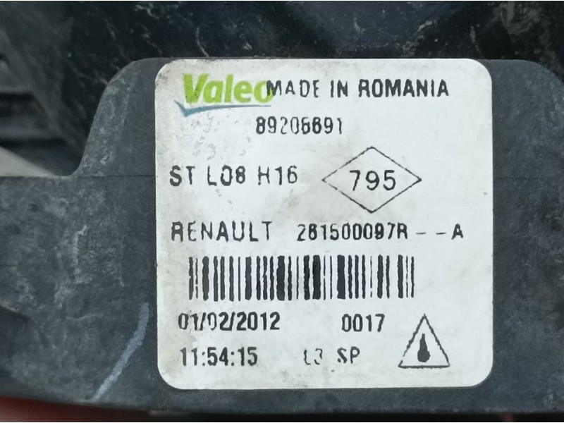Recambio de faro antiniebla derecho para renault scenic iii dynamique referencia OEM IAM 261500097R 89206691 VALEO