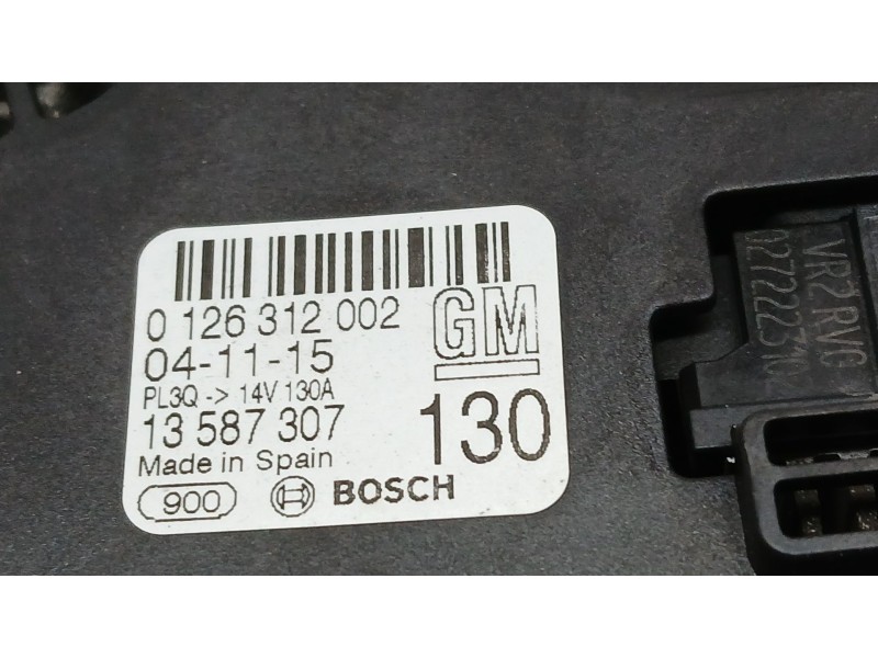 Recambio de alternador para opel astra k (b16) 1.0 turbo (68) referencia OEM IAM 13587307 BOSCH 0126312002