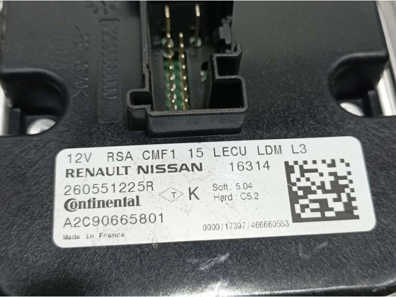Recambio de centralita faros xenon para renault kadjar business referencia OEM IAM 260551225R A2C90665801 CONTINENTAL