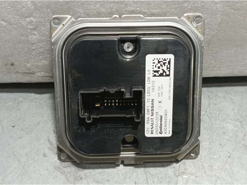 Recambio de centralita faros xenon para renault kadjar business referencia OEM IAM 260551225R A2C90665801 CONTINENTAL