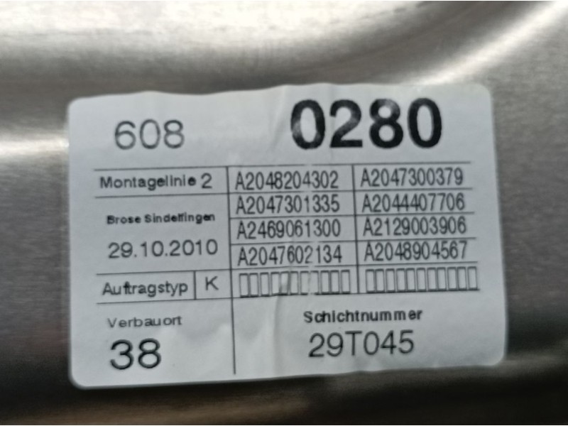 Recambio de elevalunas trasero izquierdo para mercedes-benz clase c (w204) berlina c 200 cdi blueefficiency (204.001) referencia