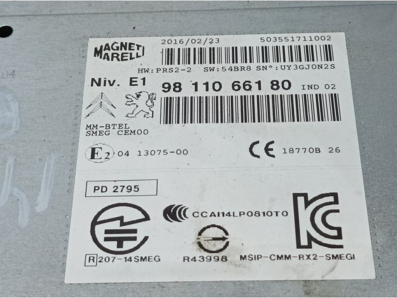 Recambio de modulo electronico para peugeot 2008 (--.2013) active referencia OEM IAM 9811066180 503551711002 MAGNETI MARELLI