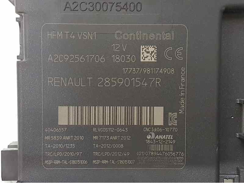 Recambio de clausor de tarjeta para renault clio iv technofeel referencia OEM IAM 285901547R A2C92561706 CONTINENTAL